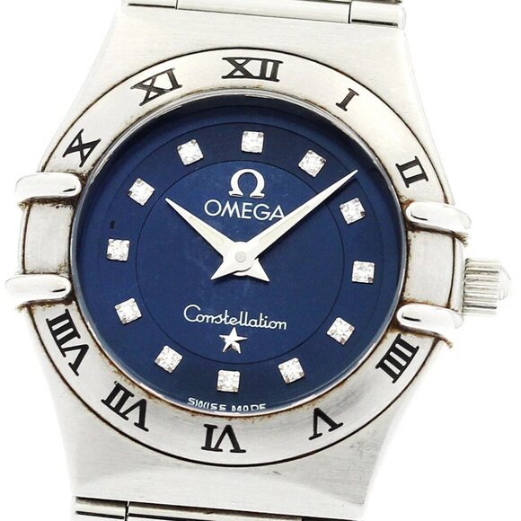 OMEGA Constellation 1563.85 12P diamond Navy Dial Quartz Ladies Watch - Picture 4 of 11